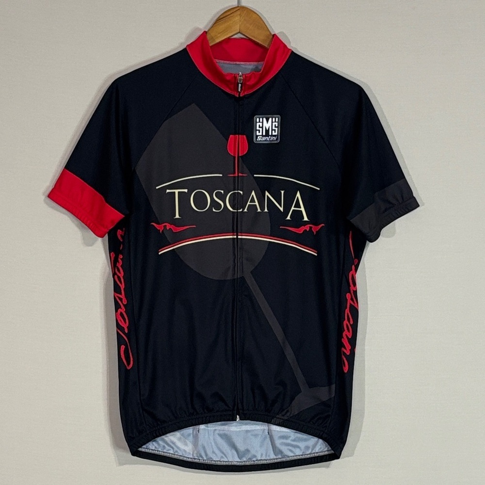 Santini SMS Toscana Cycling Jersey Full Zip Black Red Mens XL Italy
